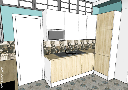 Cuisine Faktum Ikea relookée blanc bois - STUDIO EVA MARIE