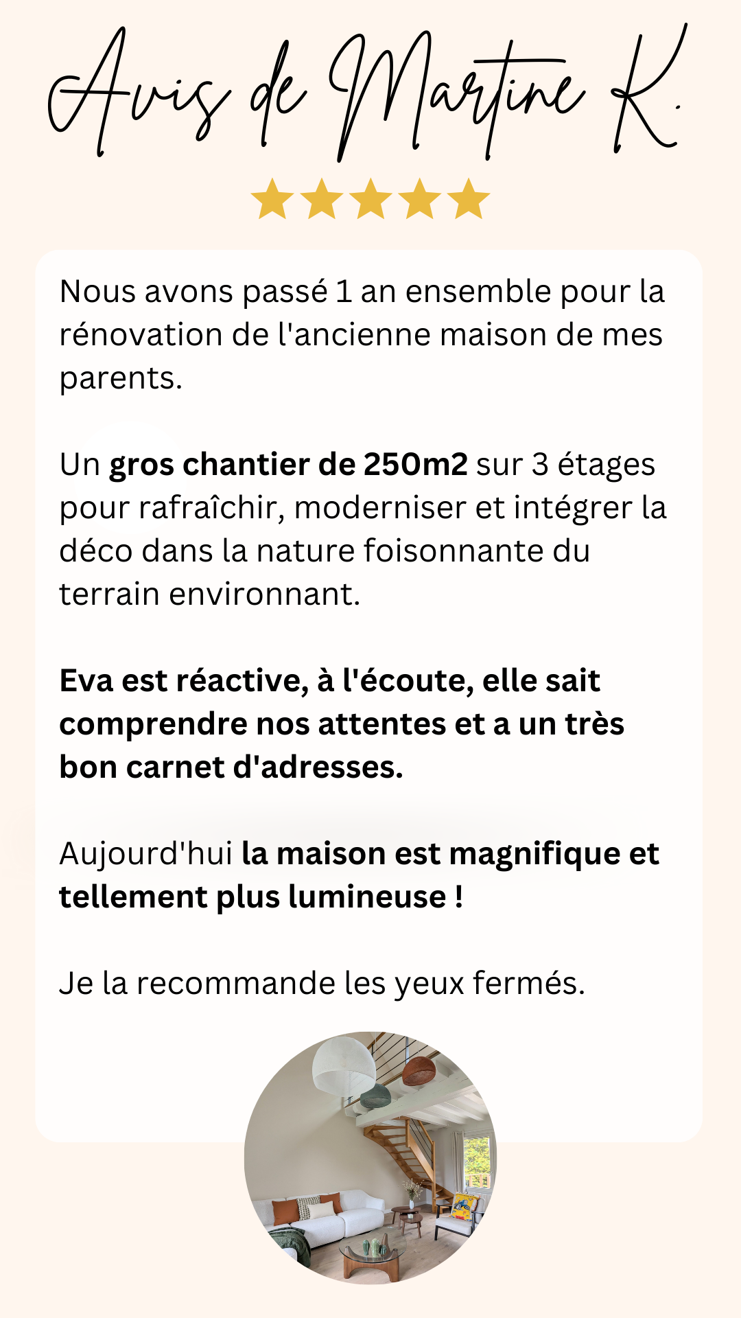avis client suite à la rénovation d'une maison de 250m² à Azay-sur-Cher en Touraine
